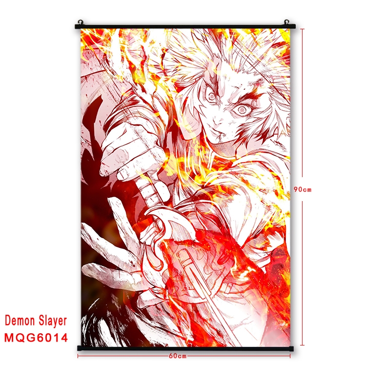 Demon Slayer Kimets Anime black Plastic rod Cloth painting Wall Scroll 60X90CM MQG-6014