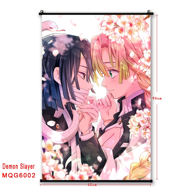 Demon Slayer Kimets Anime black Plastic rod Cloth painting Wall Scroll 60X90CM MQG-6002