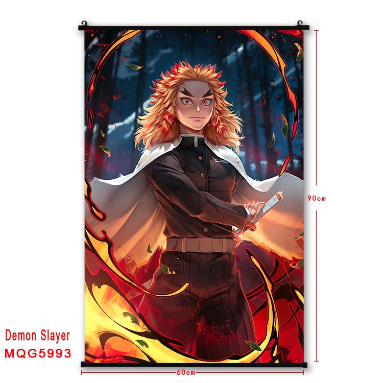 Demon Slayer Kimets Anime black Plastic rod Cloth painting Wall Scroll 60X90CM MQG-5993