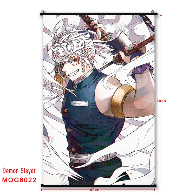 Demon Slayer Kimets Anime black Plastic rod Cloth painting Wall Scroll 60X90CM MQG-6022