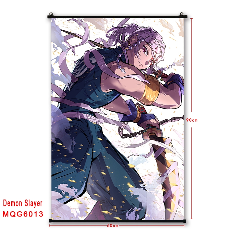 Demon Slayer Kimets Anime black Plastic rod Cloth painting Wall Scroll 60X90CM MQG-6013