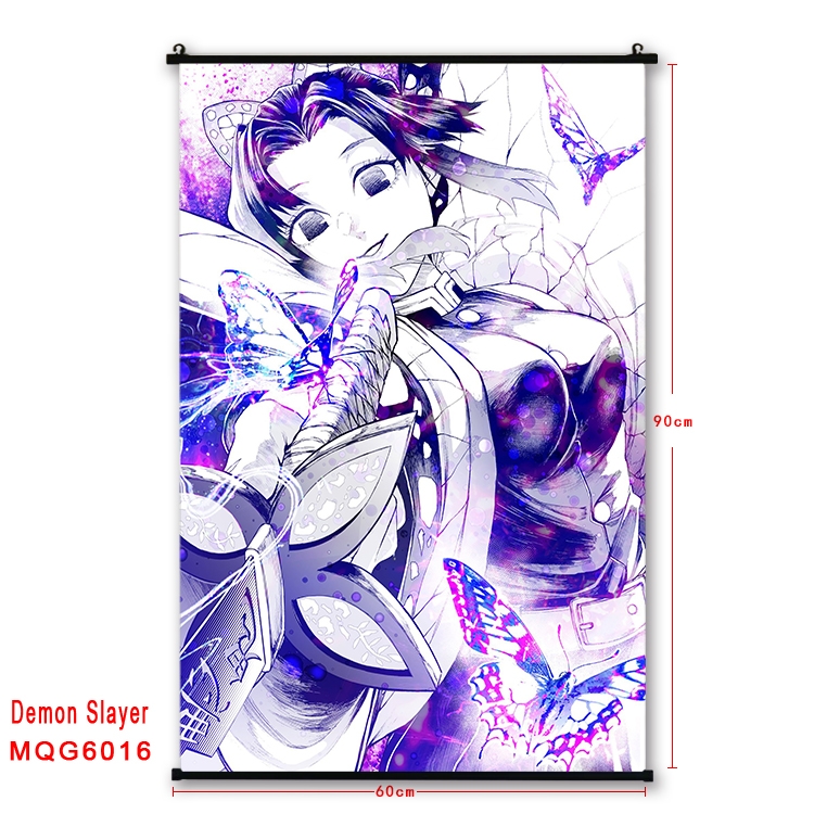 Demon Slayer Kimets Anime black Plastic rod Cloth painting Wall Scroll 60X90CM MQG-6016