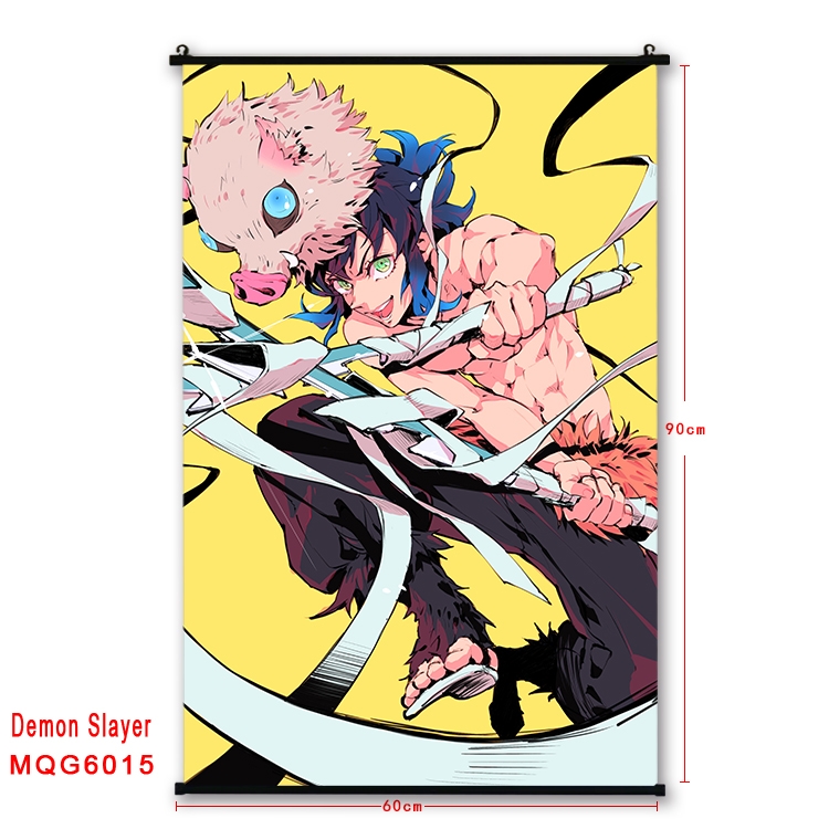 Demon Slayer Kimets Anime black Plastic rod Cloth painting Wall Scroll 60X90CM MQG-6015