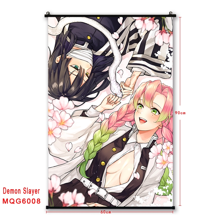 Demon Slayer Kimets Anime black Plastic rod Cloth painting Wall Scroll 60X90CM MQG-6008