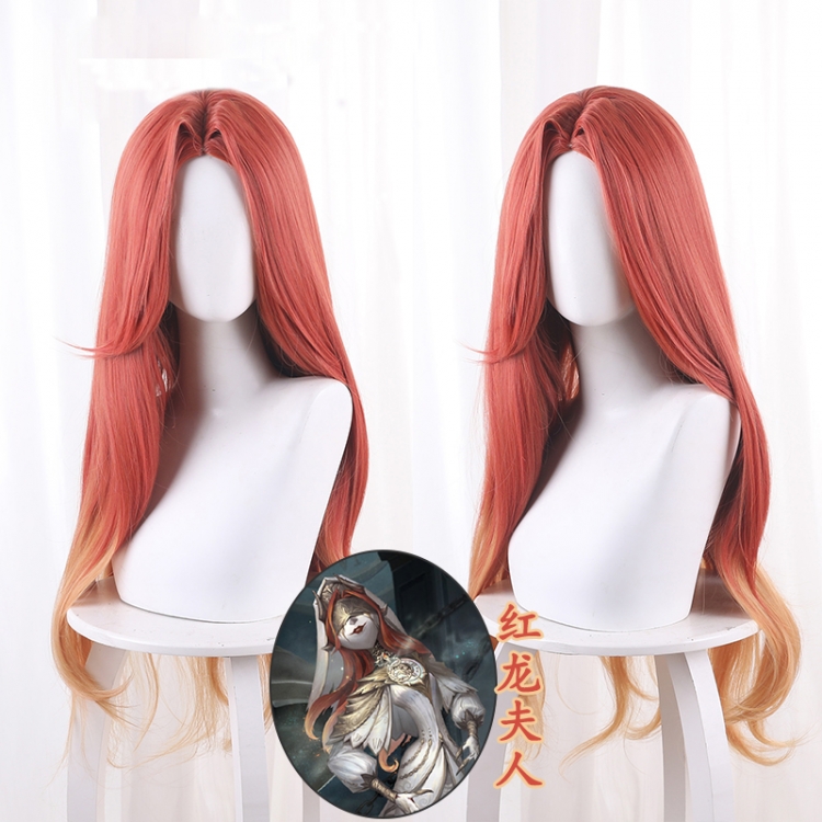 Identity V Red Dragon Lady Orange Red Gradual Mixed Gold Mid Split Long Curly Hair cos Wig 476DA price for 2 pcs