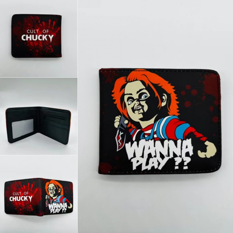 Chucky Full color  Two fold short card case wallet 11X9.5CM