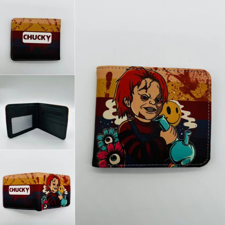 Chucky Full color  Two fold short card case wallet 11X9.5CM