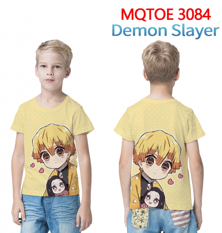 Demon Slayer Kimets full-color printed short-sleeved T-shirt 60 80 100 120 140 160 6 sizes for children MQTOE084