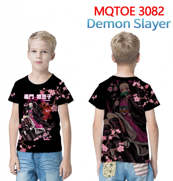 Demon Slayer Kimets full-color printed short-sleeved T-shirt 60 80 100 120 140 160 6 sizes for children MQTOE082