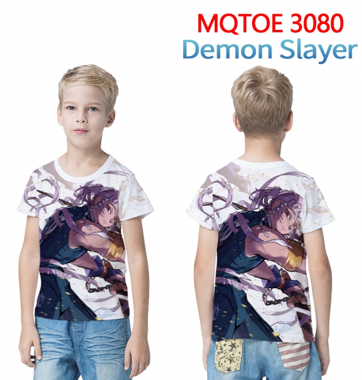 Demon Slayer Kimets full-color printed short-sleeved T-shirt 60 80 100 120 140 160 6 sizes for children MQTOE080