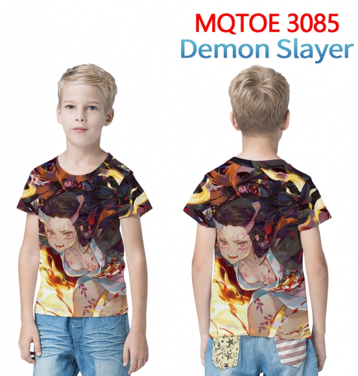 Demon Slayer Kimets full-color printed short-sleeved T-shirt 60 80 100 120 140 160 6 sizes for children MQTOE085