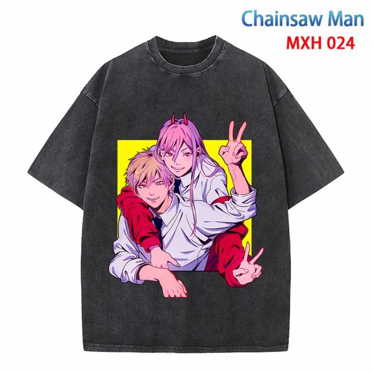 Chainsaw man Anime peripheral pure cotton washed and worn T-shirt from S to 4XL MXH-024