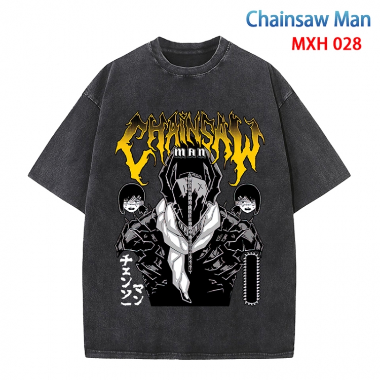 Chainsaw man Anime peripheral pure cotton washed and worn T-shirt from S to 4XL MXH-028