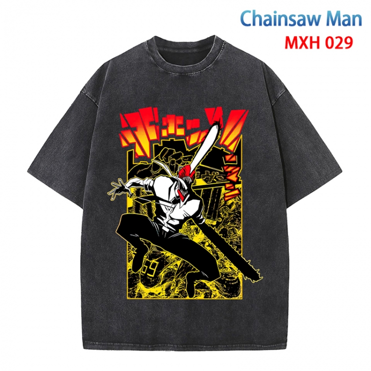 Chainsaw man Anime peripheral pure cotton washed and worn T-shirt from S to 4XL MXH-029