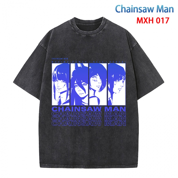 Chainsaw man Anime peripheral pure cotton washed and worn T-shirt from S to 4XL MXH-017