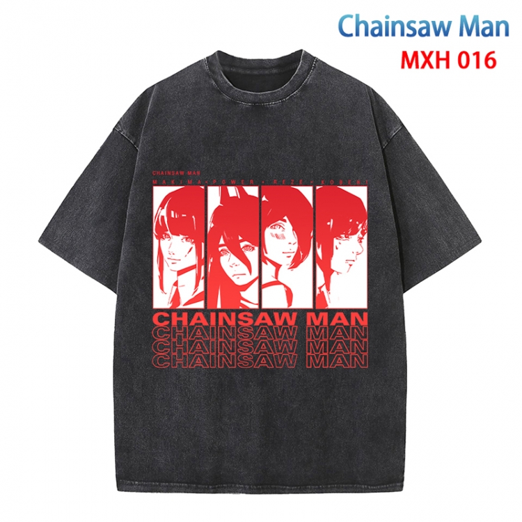 Chainsaw man Anime peripheral pure cotton washed and worn T-shirt from S to 4XL MXH-016