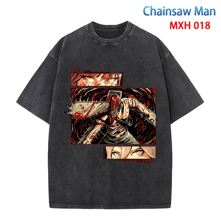 Chainsaw man Anime peripheral pure cotton washed and worn T-shirt from S to 4XL MXH-018