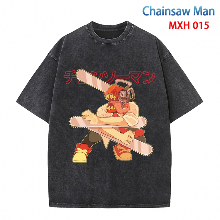 Chainsaw man Anime peripheral pure cotton washed and worn T-shirt from S to 4XL MXH-015