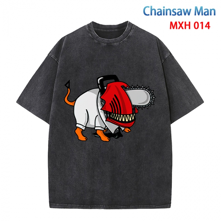 Chainsaw man Anime peripheral pure cotton washed and worn T-shirt from S to 4XL MXH-014