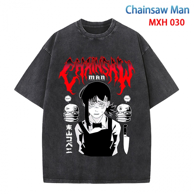 Chainsaw man Anime peripheral pure cotton washed and worn T-shirt from S to 4XL  MXH-030