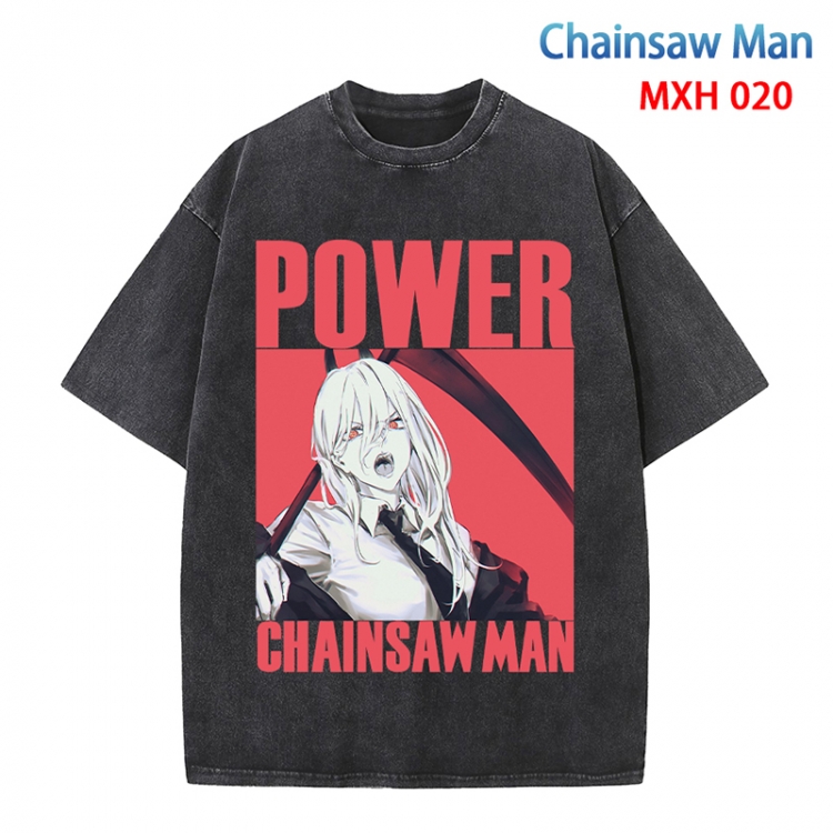 Chainsaw man Anime peripheral pure cotton washed and worn T-shirt from S to 4XL MXH-020