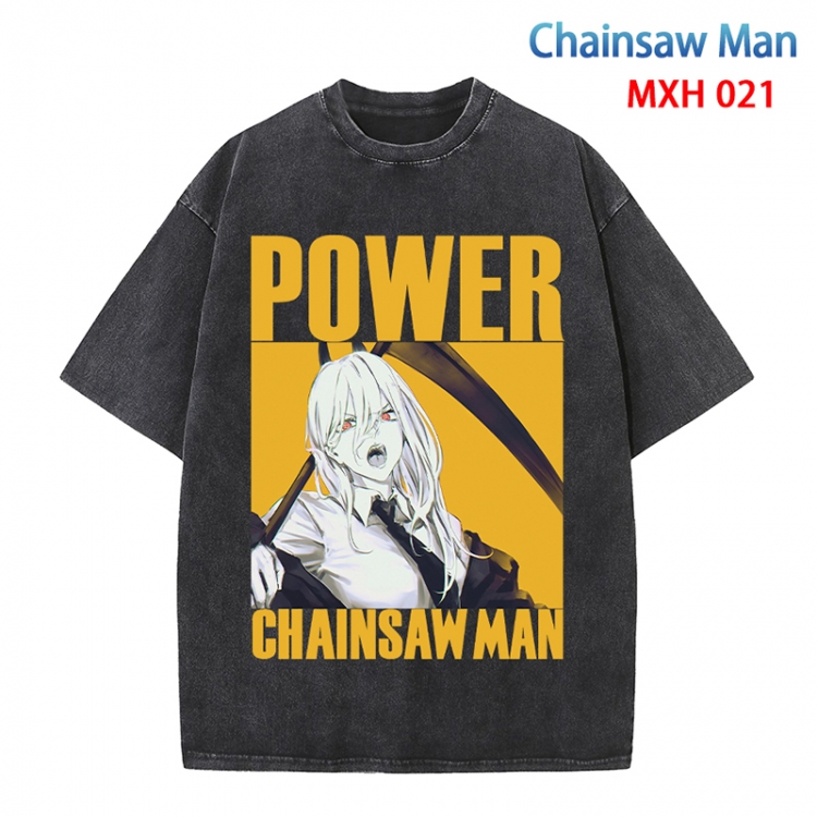 Chainsaw man Anime peripheral pure cotton washed and worn T-shirt from S to 4XL MXH-021