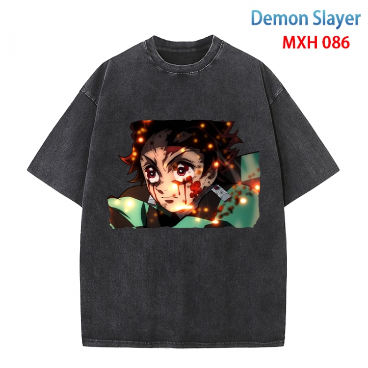 Demon Slayer Kimets Anime peripheral pure cotton washed and worn T-shirt from S to 4XL  MXH-086