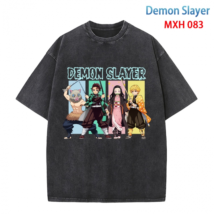 Demon Slayer Kimets Anime peripheral pure cotton washed and worn T-shirt from S to 4XL MXH-083