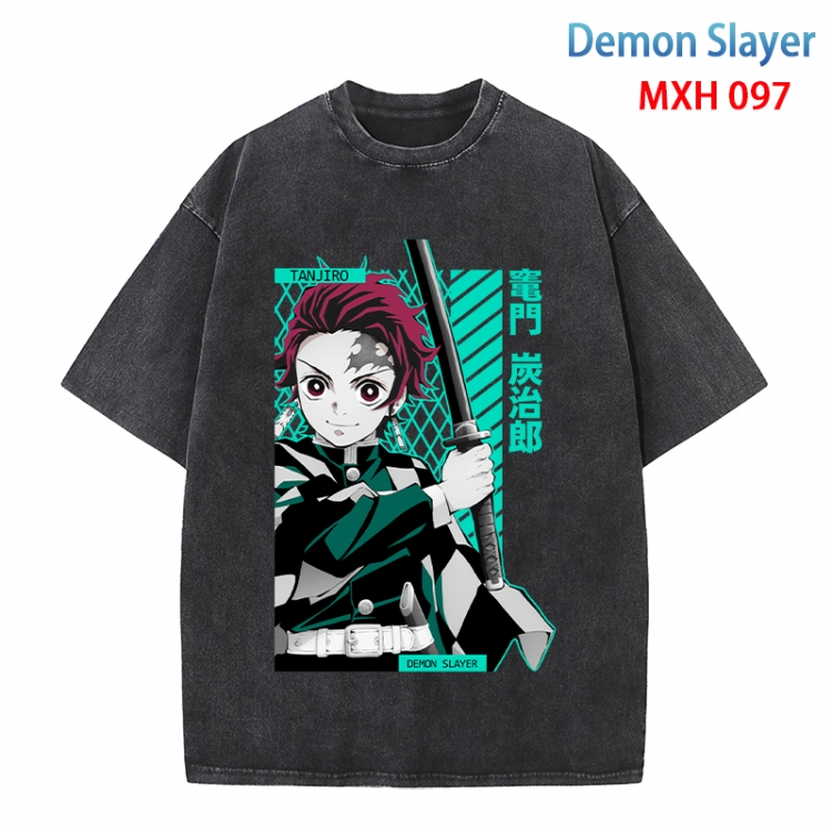 Demon Slayer Kimets Anime peripheral pure cotton washed and worn T-shirt from S to 4XL MXH-097