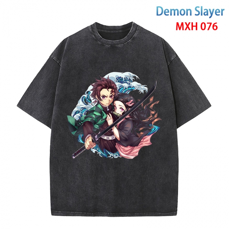 Demon Slayer Kimets Anime peripheral pure cotton washed and worn T-shirt from S to 4XL MXH-076