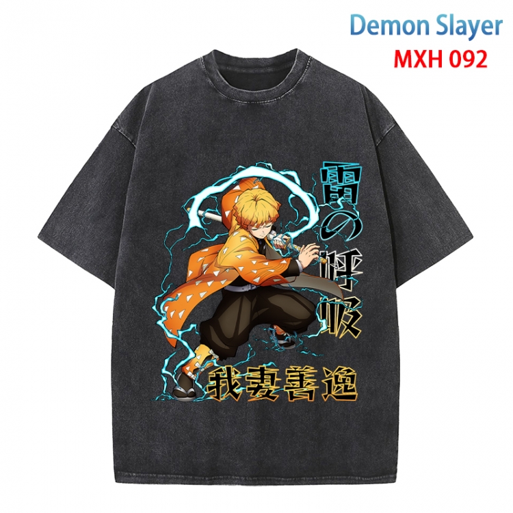 Demon Slayer Kimets Anime peripheral pure cotton washed and worn T-shirt from S to 4XL MXH-092