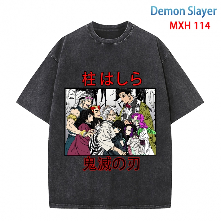 Demon Slayer Kimets Anime peripheral pure cotton washed and worn T-shirt from S to 4XL MXH-114