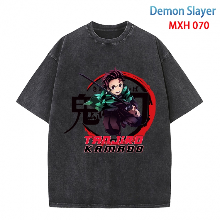 Demon Slayer Kimets Anime peripheral pure cotton washed and worn T-shirt from S to 4XL  MXH-070