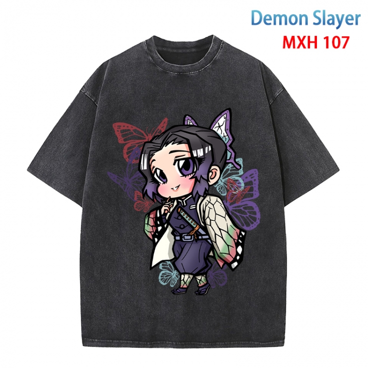 Demon Slayer Kimets Anime peripheral pure cotton washed and worn T-shirt from S to 4XL  MXH-107