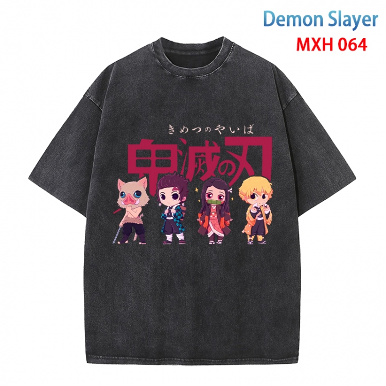 Demon Slayer Kimets Anime peripheral pure cotton washed and worn T-shirt from S to 4XL MXH-064