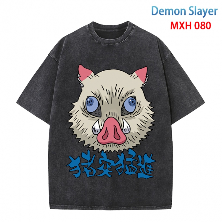 Demon Slayer Kimets Anime peripheral pure cotton washed and worn T-shirt from S to 4XL  MXH-080