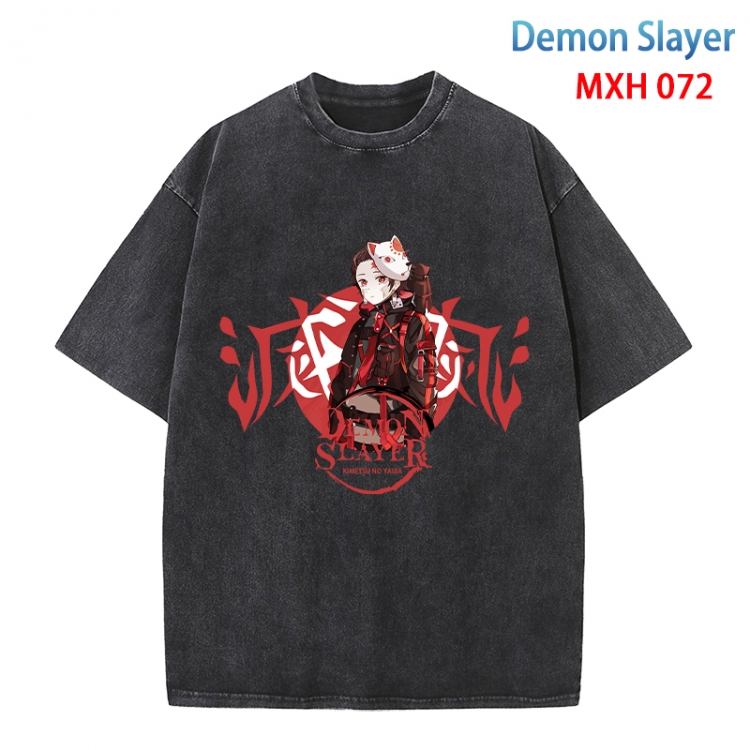 Demon Slayer Kimets Anime peripheral pure cotton washed and worn T-shirt from S to 4XL MXH-072