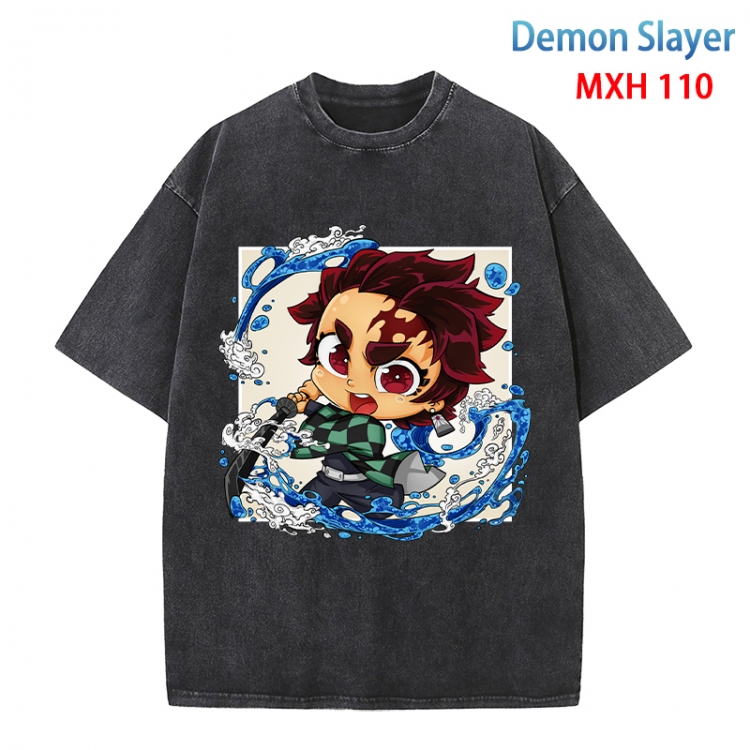 Demon Slayer Kimets Anime peripheral pure cotton washed and worn T-shirt from S to 4XL MXH-110