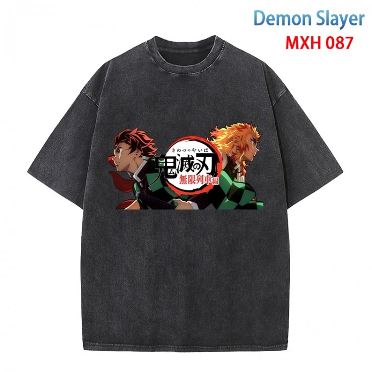 Demon Slayer Kimets Anime peripheral pure cotton washed and worn T-shirt from S to 4XL MXH-087