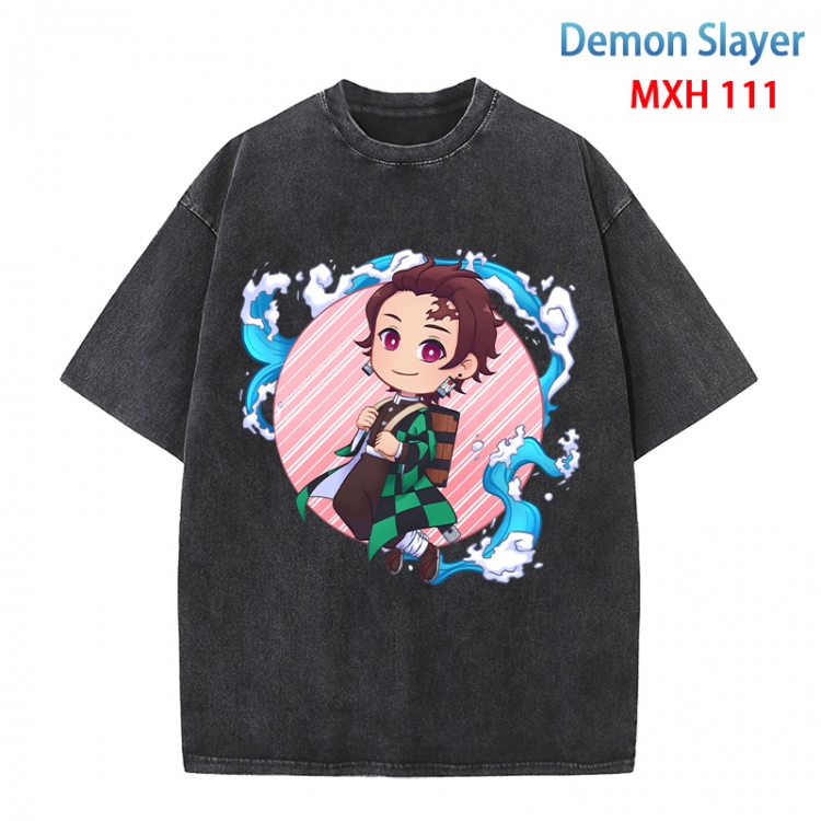 Demon Slayer Kimets Anime peripheral pure cotton washed and worn T-shirt from S to 4XL MXH-111