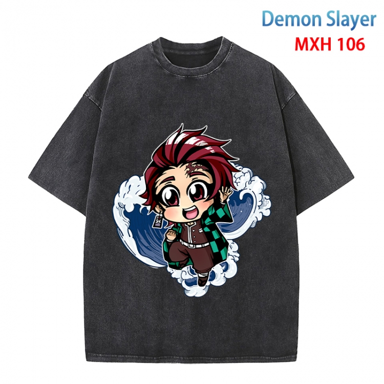 Demon Slayer Kimets Anime peripheral pure cotton washed and worn T-shirt from S to 4XL MXH-106