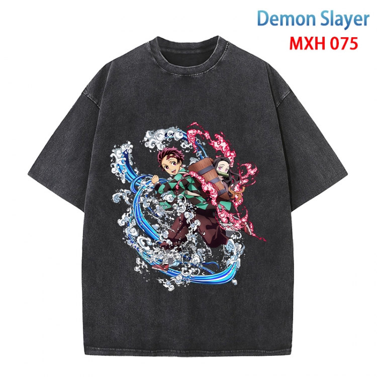 Demon Slayer Kimets Anime peripheral pure cotton washed and worn T-shirt from S to 4XL  MXH-075