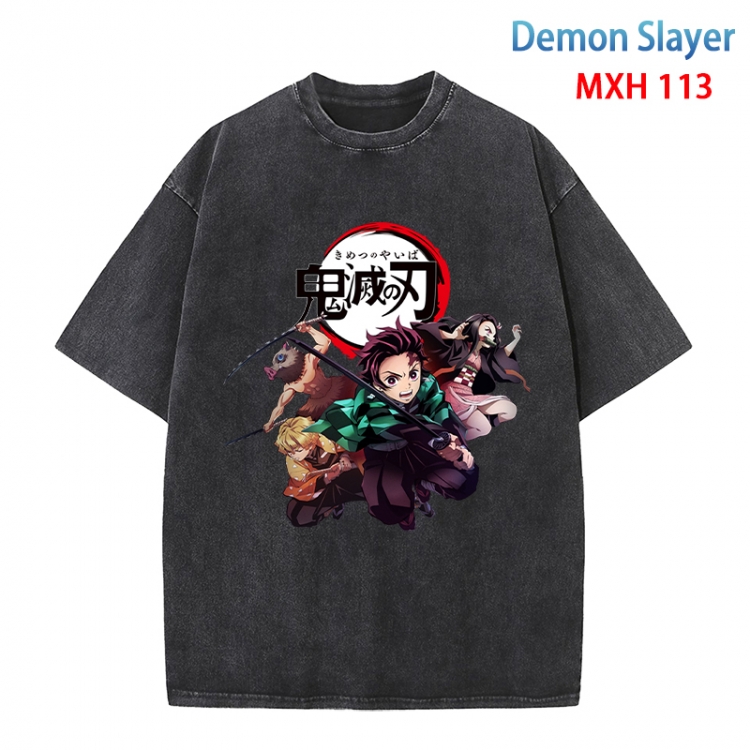 Demon Slayer Kimets Anime peripheral pure cotton washed and worn T-shirt from S to 4XL MXH-113