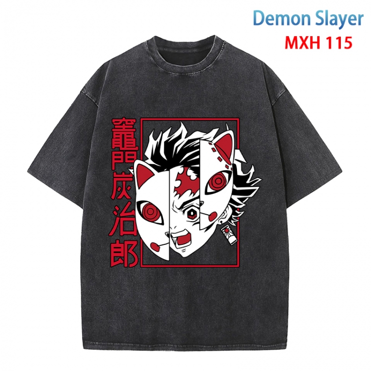 Demon Slayer Kimets Anime peripheral pure cotton washed and worn T-shirt from S to 4XLMXH-115