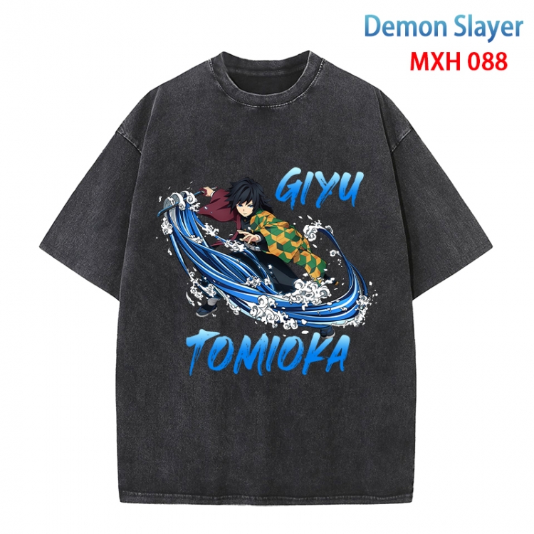 Demon Slayer Kimets Anime peripheral pure cotton washed and worn T-shirt from S to 4XL MXH-088