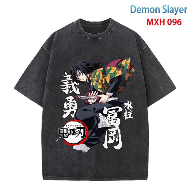 Demon Slayer Kimets Anime peripheral pure cotton washed and worn T-shirt from S to 4XL MXH-096