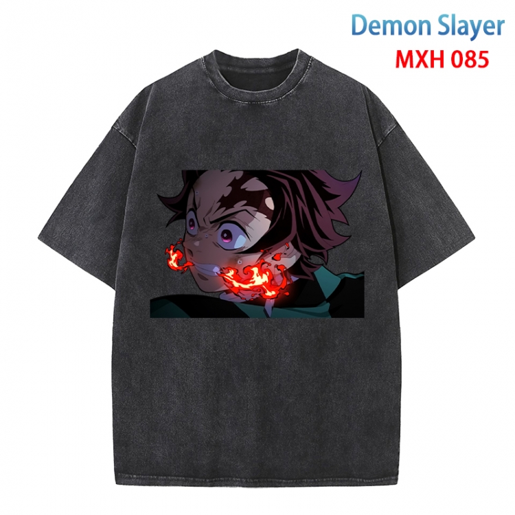 Demon Slayer Kimets Anime peripheral pure cotton washed and worn T-shirt from S to 4XL MXH-085