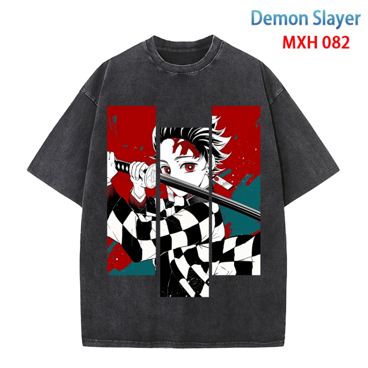 Demon Slayer Kimets Anime peripheral pure cotton washed and worn T-shirt from S to 4XL MXH-082