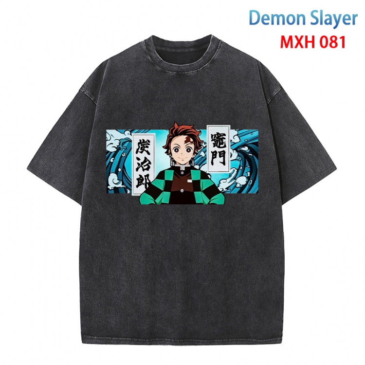 Demon Slayer Kimets Anime peripheral pure cotton washed and worn T-shirt from S to 4XL MXH-081