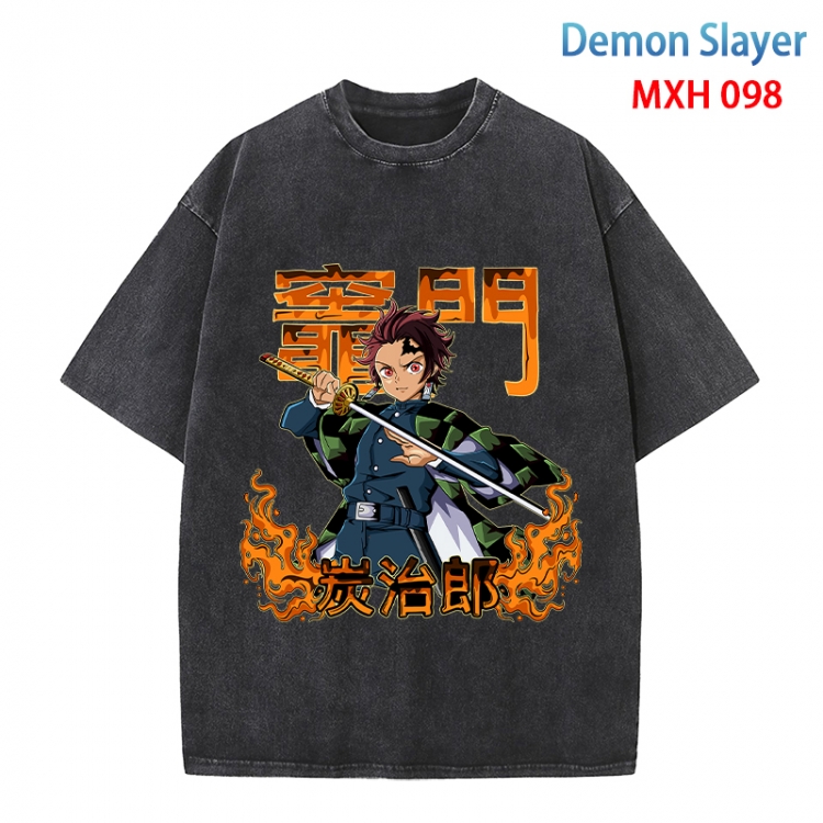 Demon Slayer Kimets Anime peripheral pure cotton washed and worn T-shirt from S to 4XL MXH-098